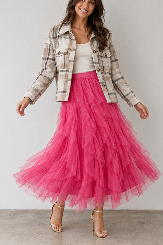 9011 Pink Paradise Tulle Maxi Skirt
