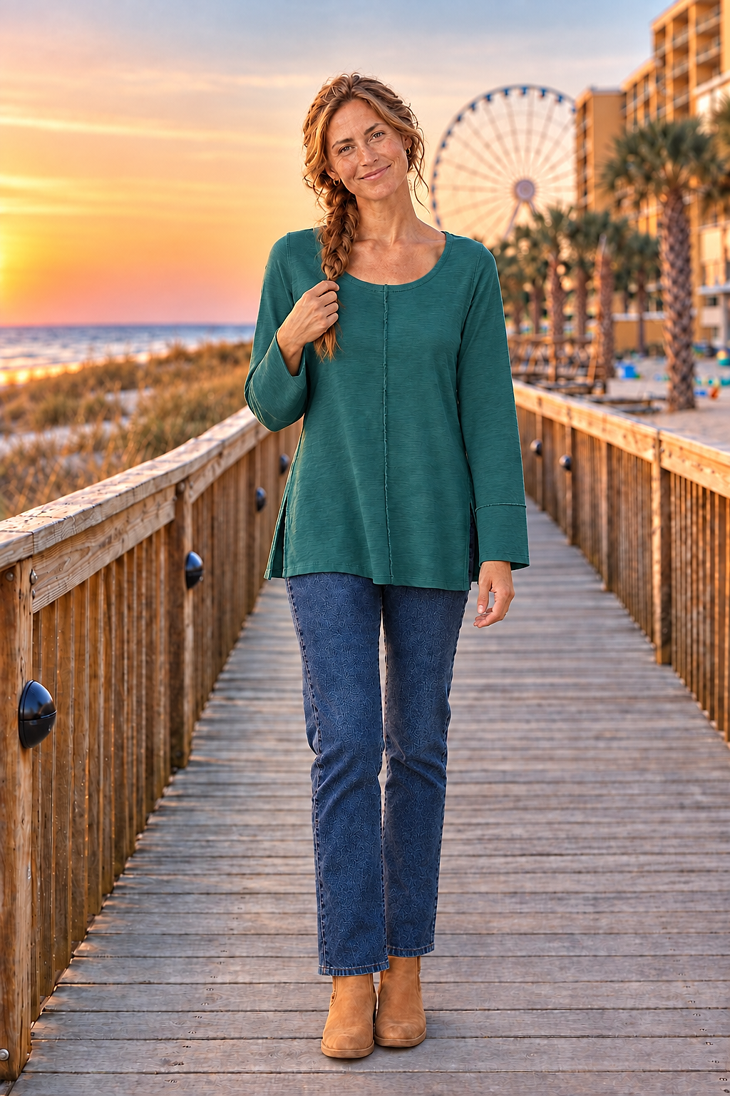 687 Teal Bell Sleeve Flowy Knit Top