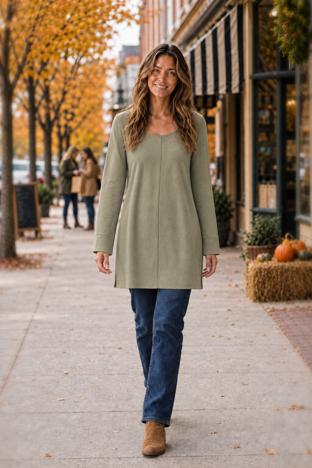 687 Olive Bell Sleeve Flowy Knit Top