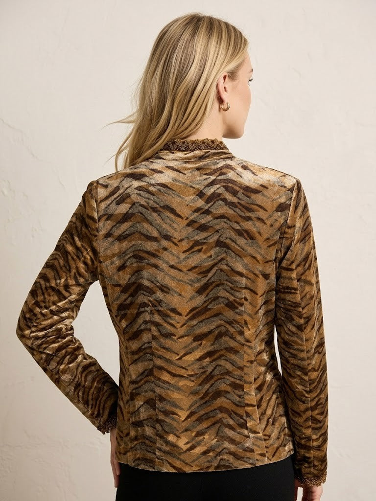 0605 Brown Gold Tiger Stripe Blazer
