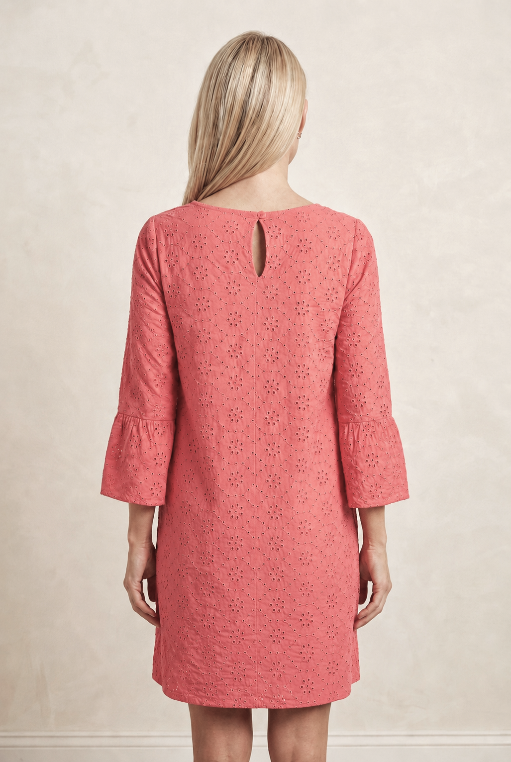 4273 Elegant Coral Pretty in Pink Eyelet Chic Dress