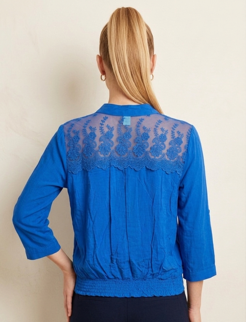 032 Royal Blue Lace Blouse