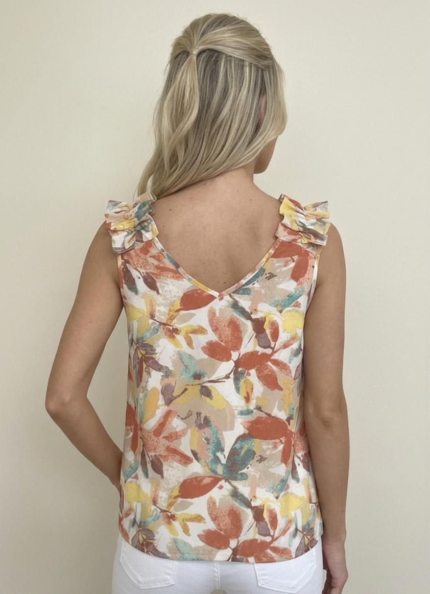 1058 Rust Bloom Bow with Ruched Shoulder Top