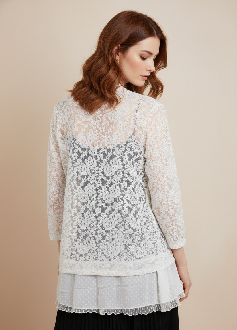 20 Romantic Floral White Lace Cardigan
