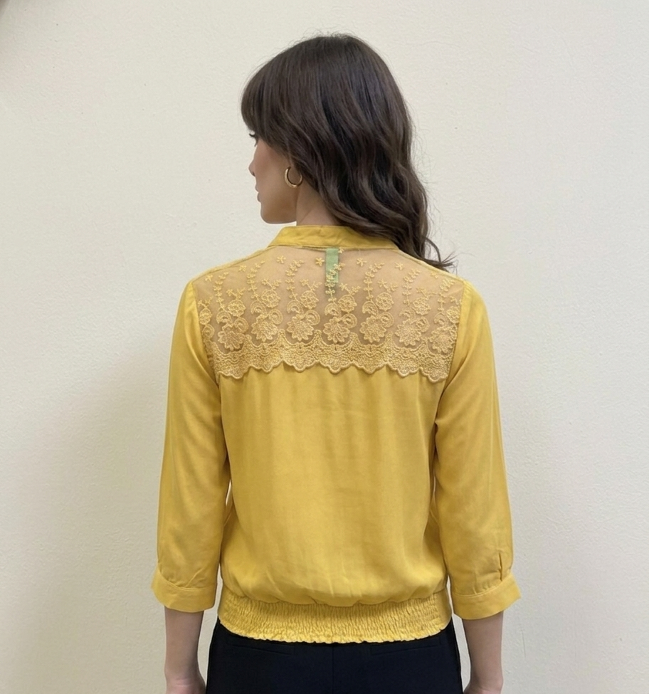 032 Golden Yellow Lace Blouse