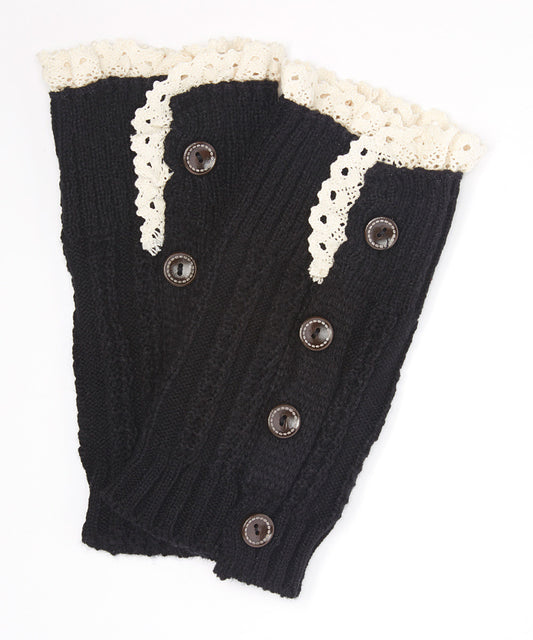 Black Lace Trimmed Leg Warmers