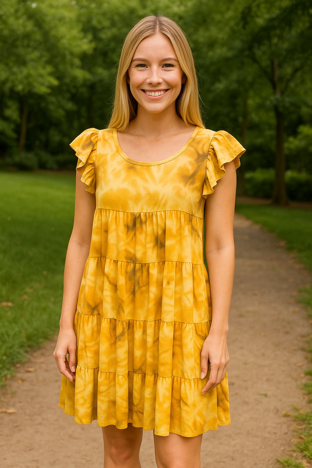 8288 Amber Glow Ruffle Dress