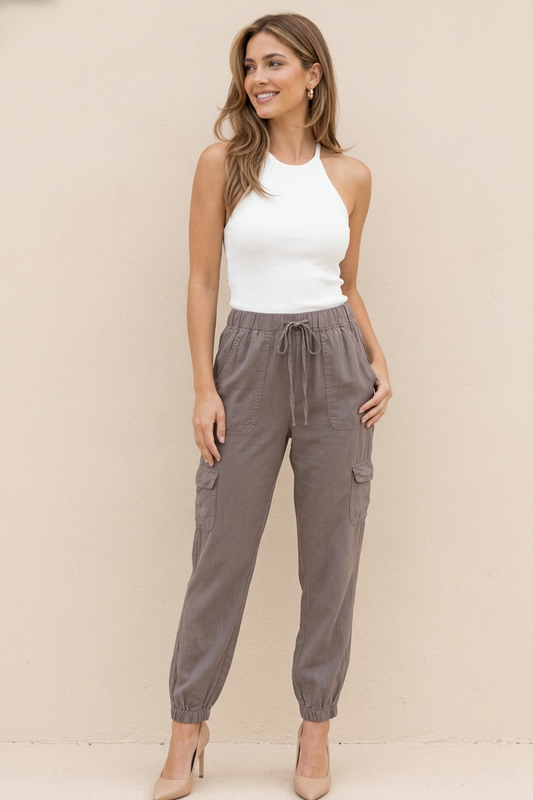 6810-6 Gray Tencel Cargo Pants