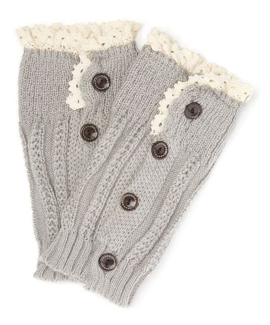 Grey Lace Trimmed Leg Warmers