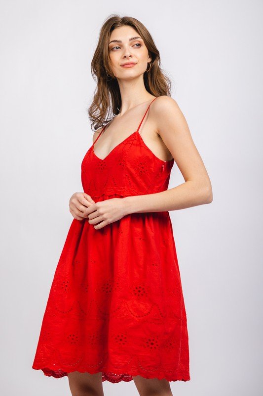 Style 30066 -6S Tomato Eyelet Dress