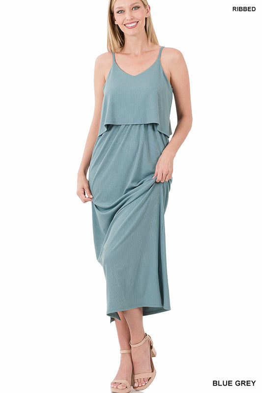 LTM-8022 Maxi Double Layer Dress - BLUE GREY