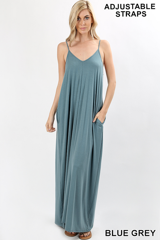 LTMD-1024 Maxi Dress Blue Grey - PLUS