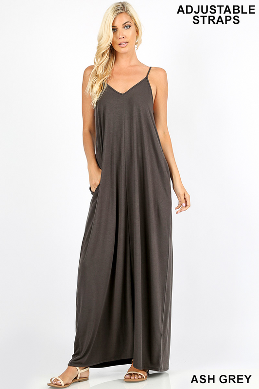 LTMD-1024 Maxi Dress Ash Grey - PLUS