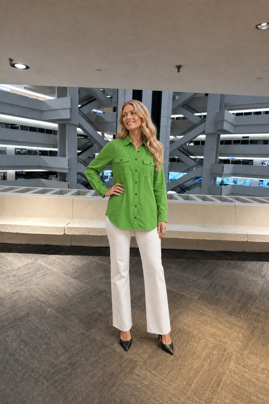 2354TY Green Dual Pocket Button-Down Shirt