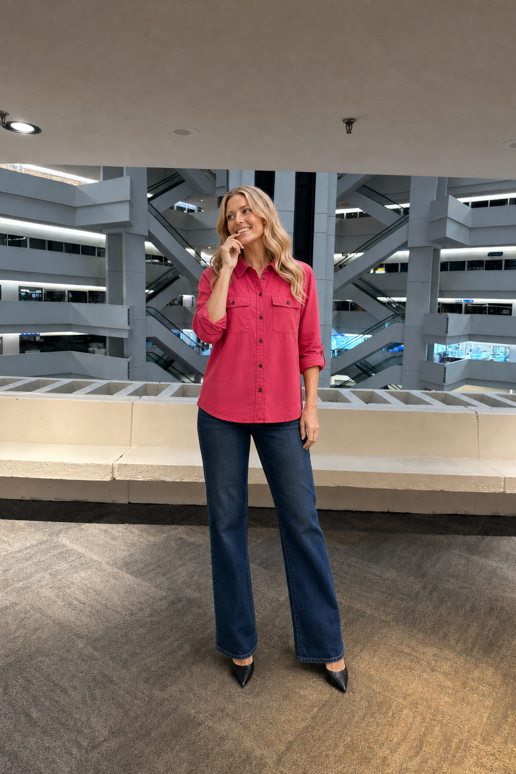 2354TY Pink Dual Pocket Button-Down Shirt
