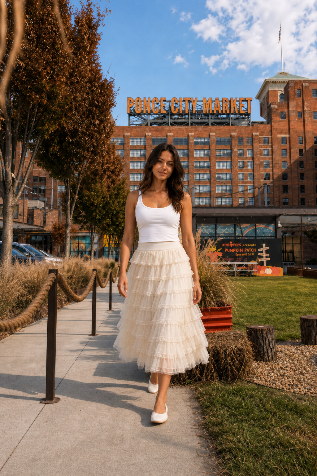3002 Ruffled Layered Midi Skirt