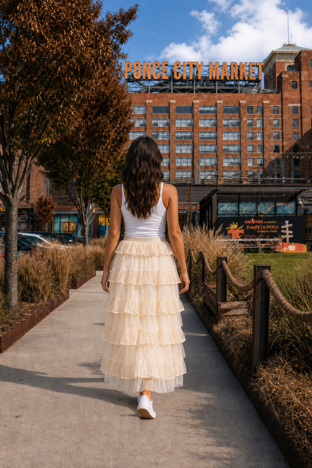 3002 Ruffled Layered Midi Skirt