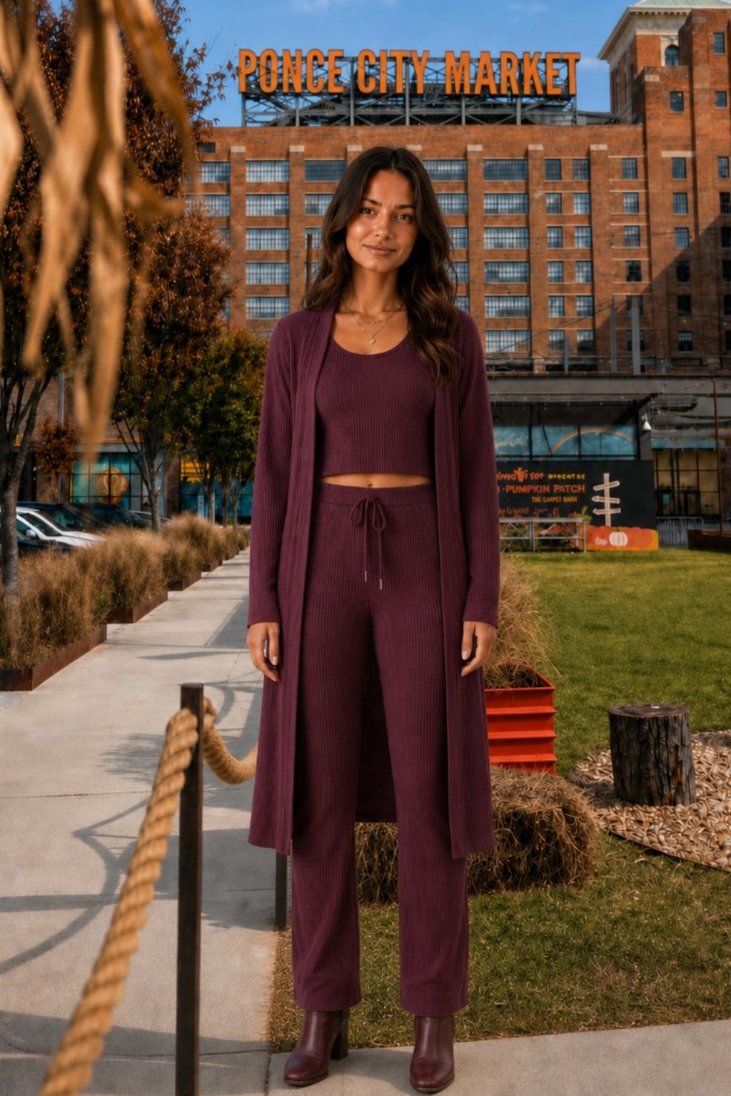 200 Plum 3PC Loungewear Set