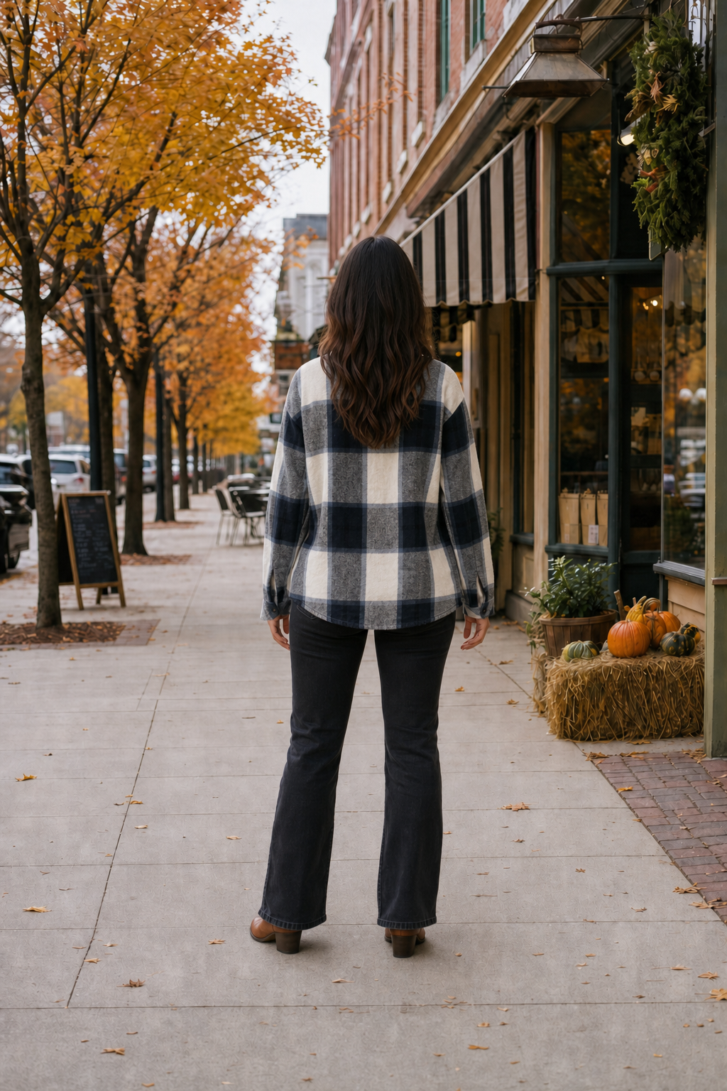 5001 Navy/White Buffalo Plaid Flannel Shacket