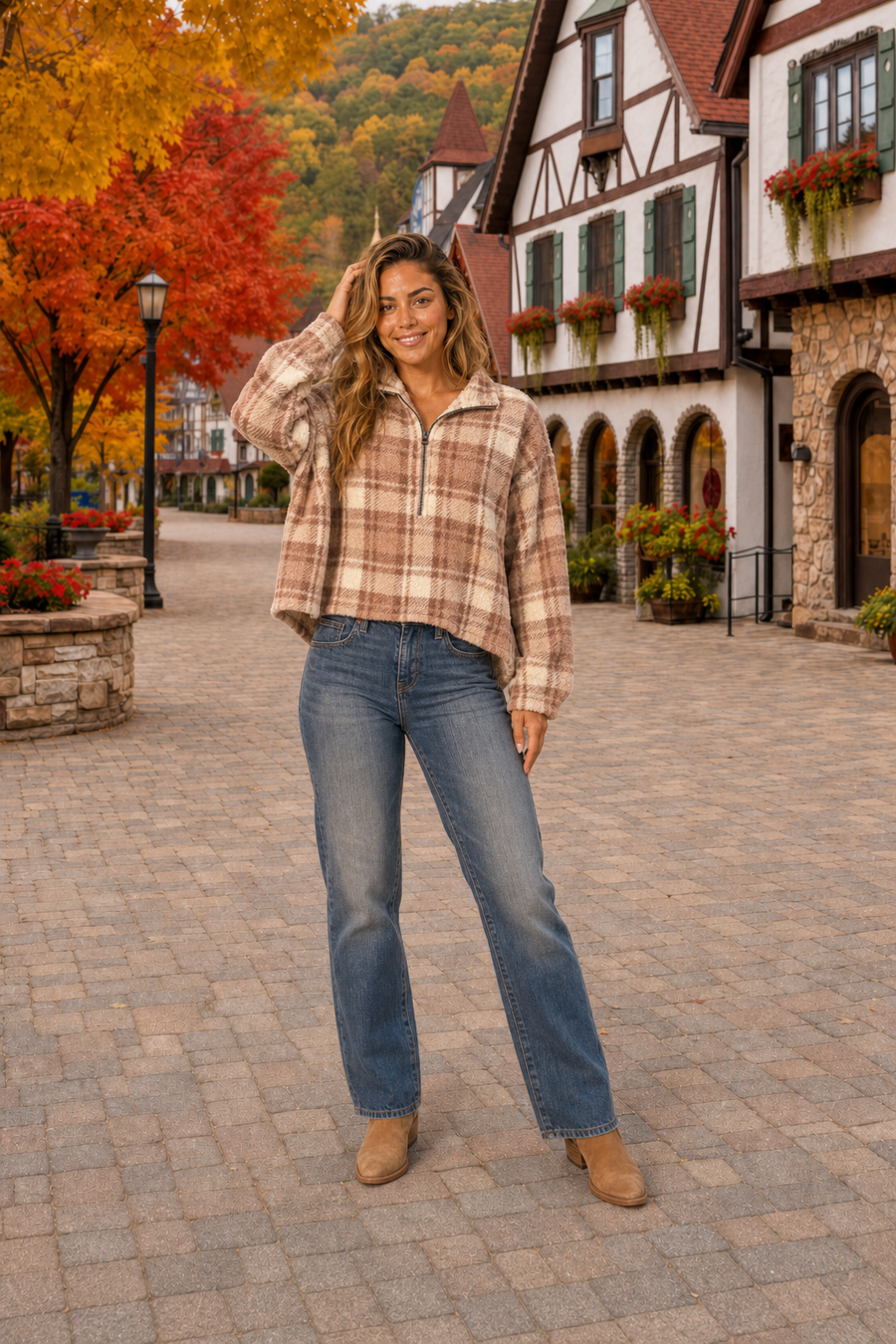 2669TM Plaid Fleece Quarter-Zip Pullover