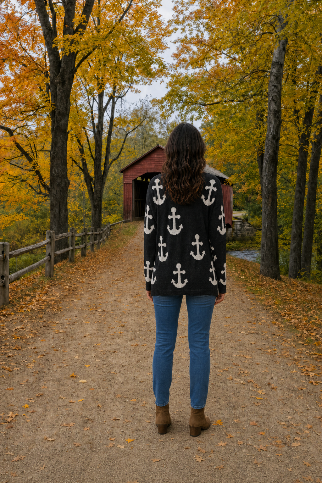 IT10476 Anchor Print Knit Sweater