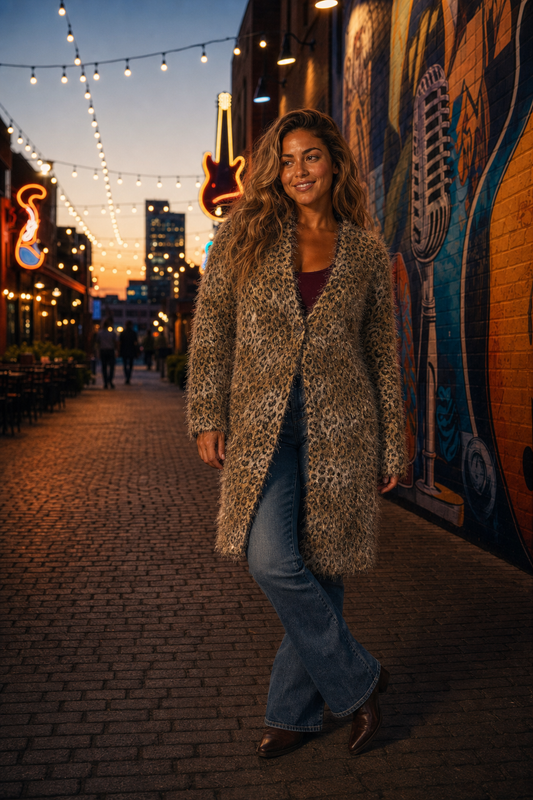 1943Leopard Fuzzy Knit Jacket