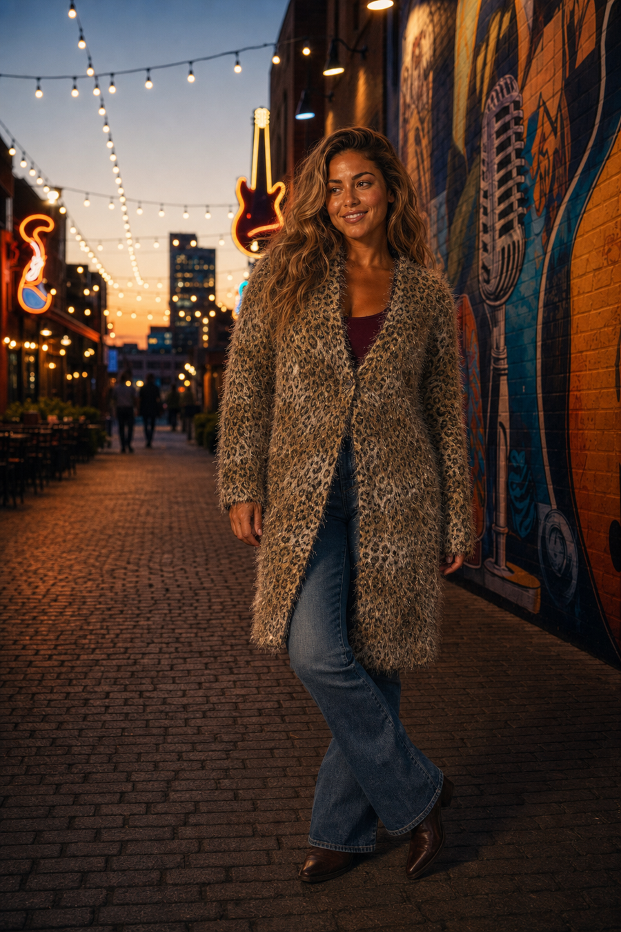 1943Leopard Fuzzy Knit Jacket