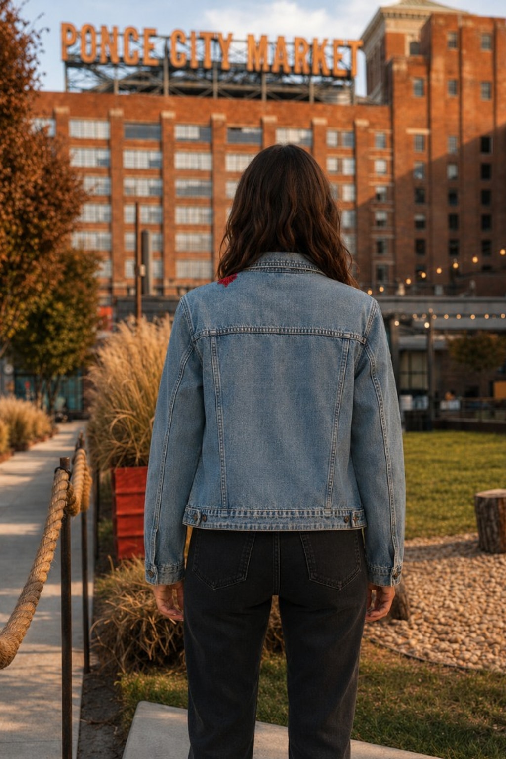 112 Rose Embroidered Studded Denim Jacket