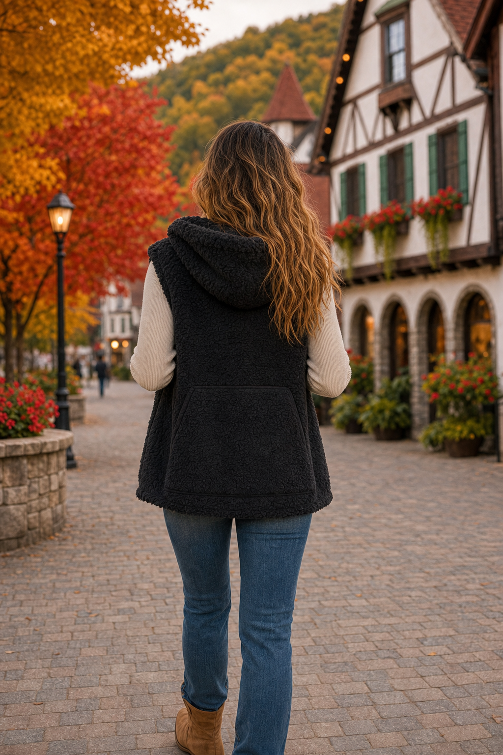FJ-28-65 Black Sherpa Zip-Up Vest
