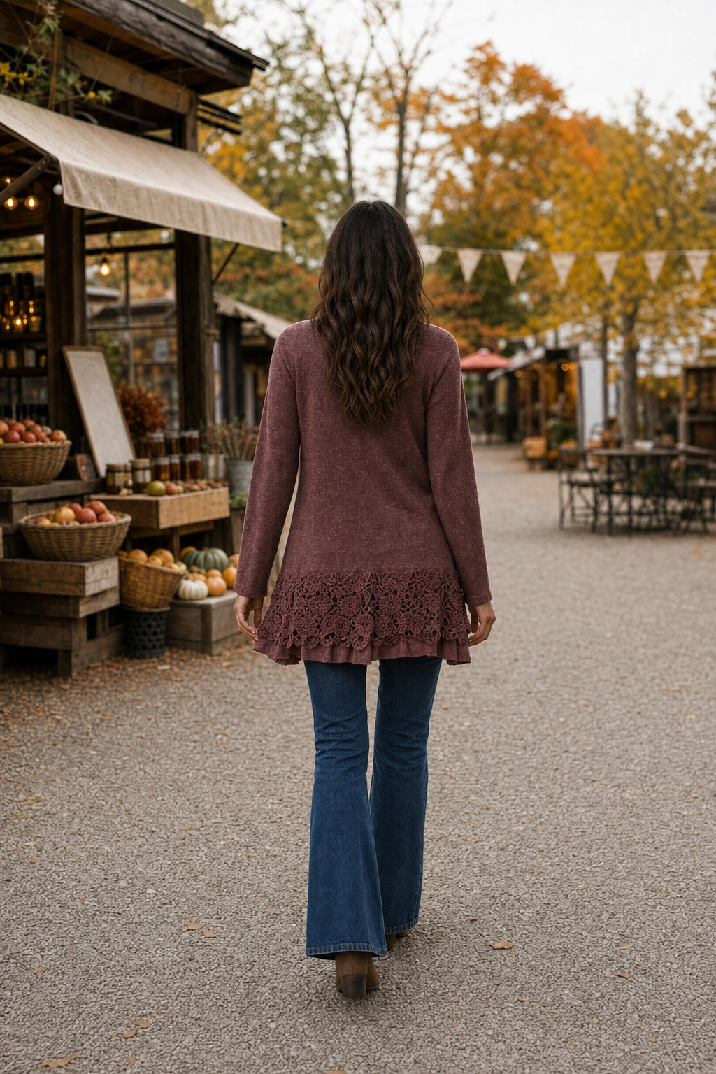 AL-81403 Lace Panel Button-Front Knit Tunic Top or Dress