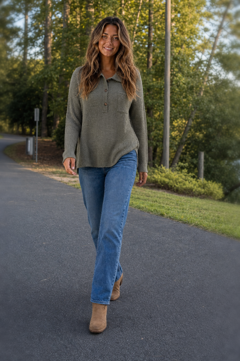 88061 Forest Green Waffle Knit Sweater