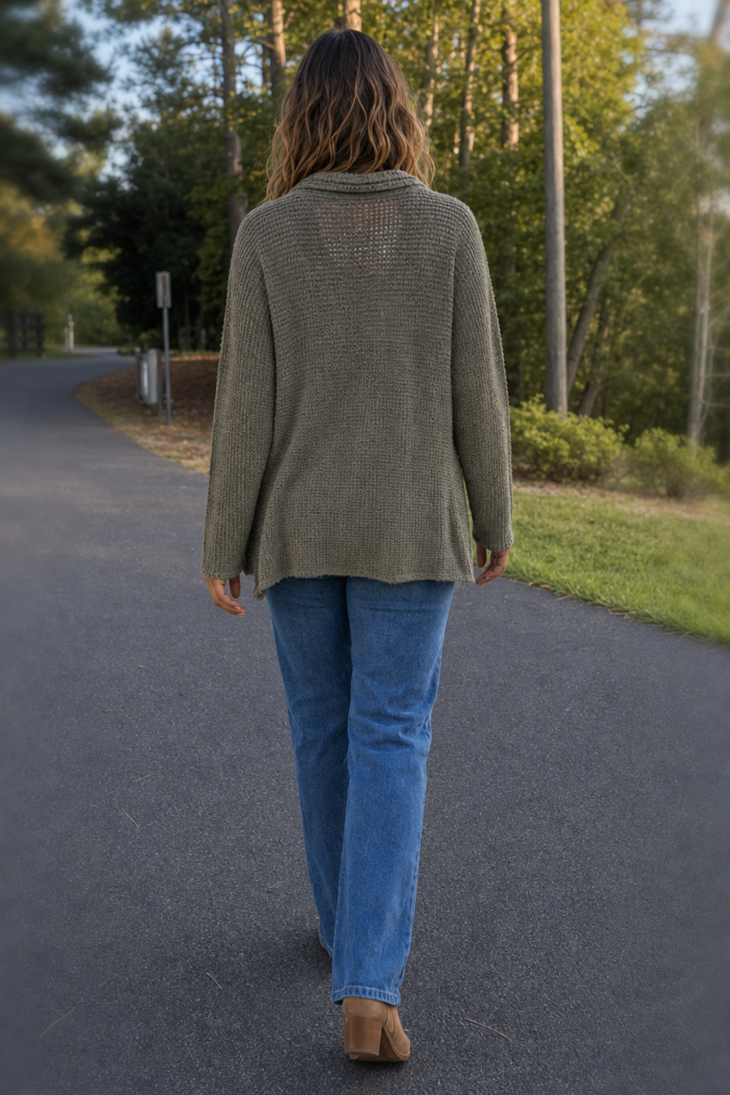 88061 Forest Green Waffle Knit Sweater