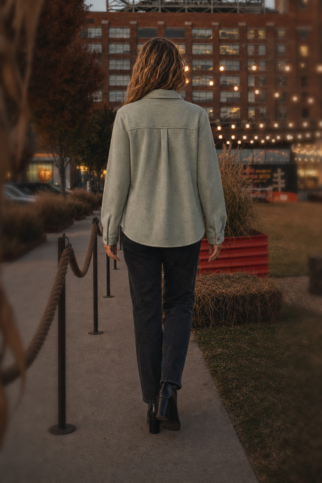 29732 Sage Green Twill Button-Down Top