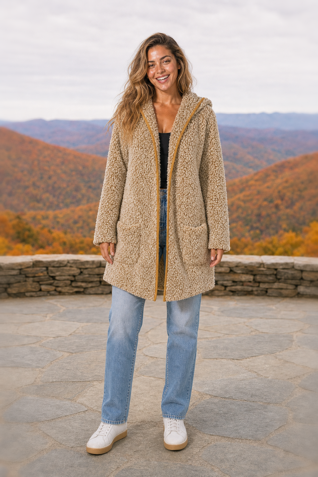J8016 Hooded Sherpa Teddy Coat