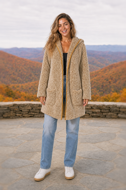 J8016 Hooded Sherpa Teddy Coat