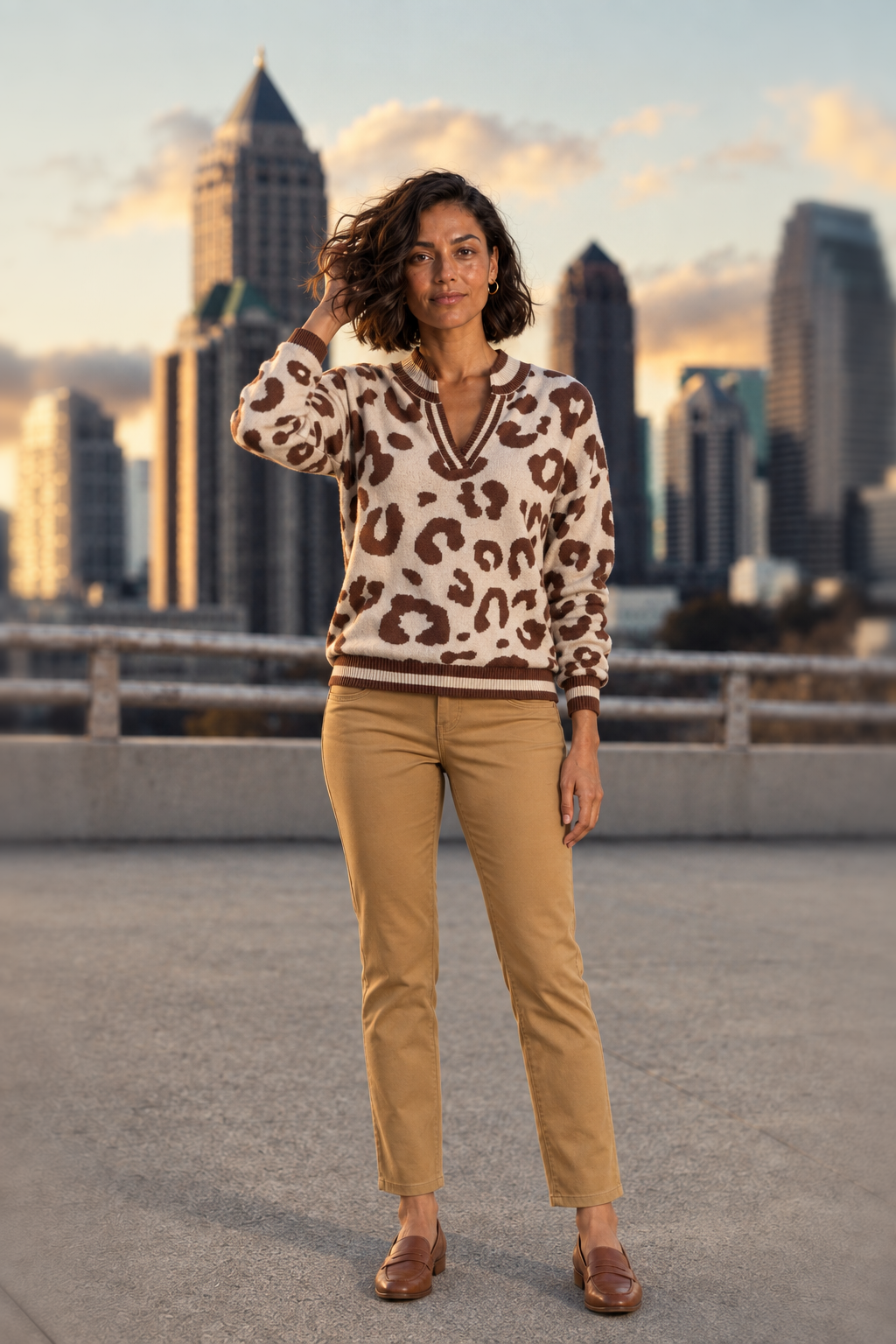 Leopard Print V-Neck Sweater