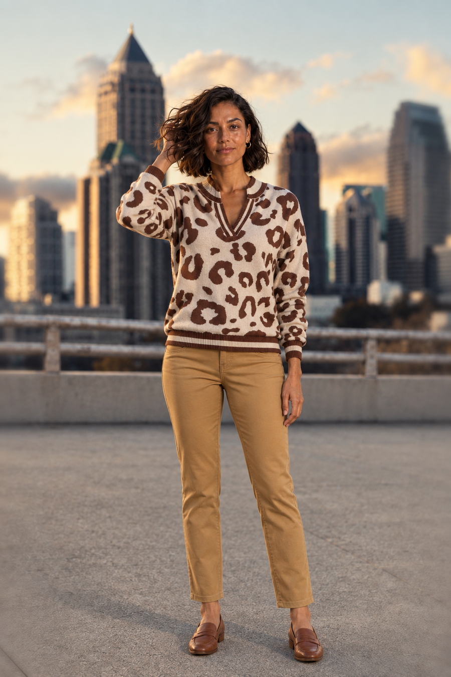 Leopard Print V-Neck Sweater