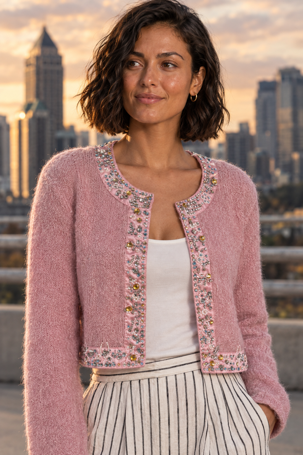 5246 Mohair Shrug Top — Embroidery detail