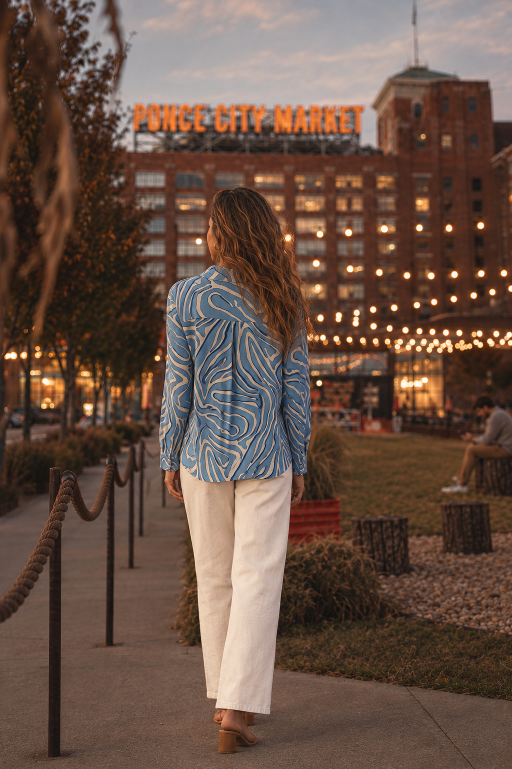 003 Abstract Print Button-Down Blouse