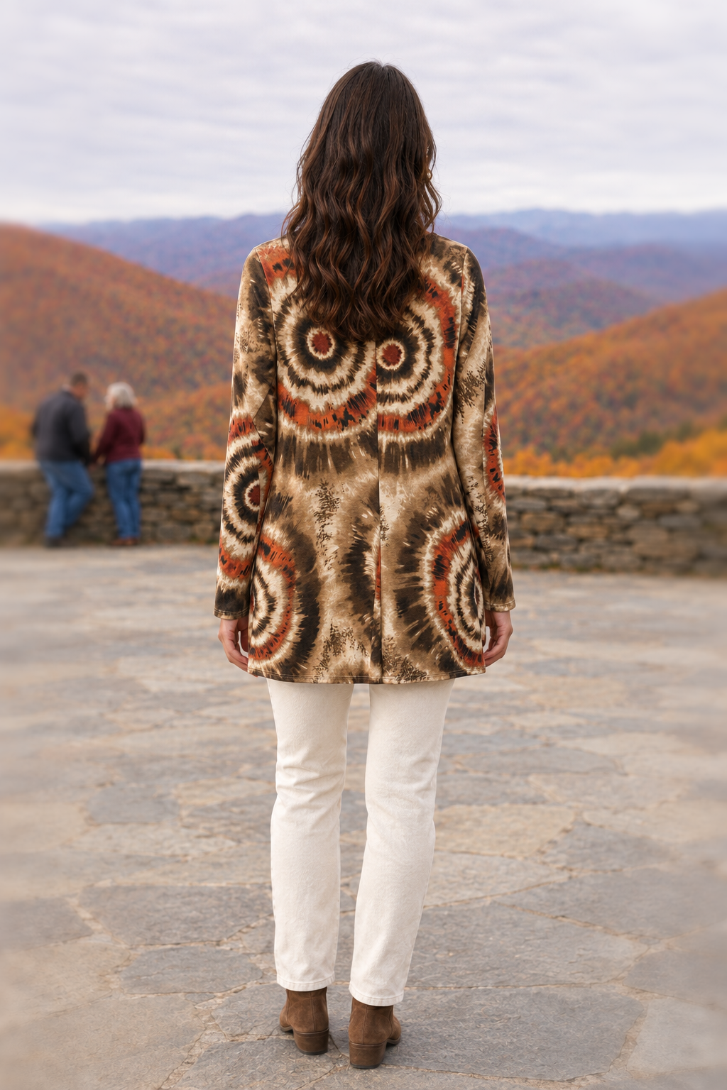 B83608 Tie-Dye Long Sleeve Tunic Top