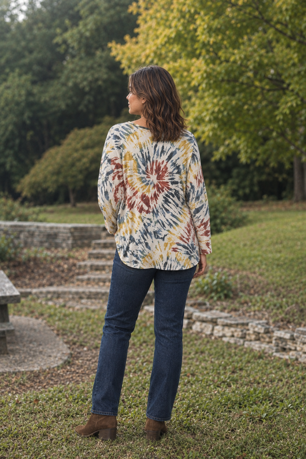 1818PL Tie-Dye Sequin Leopard Panel Top