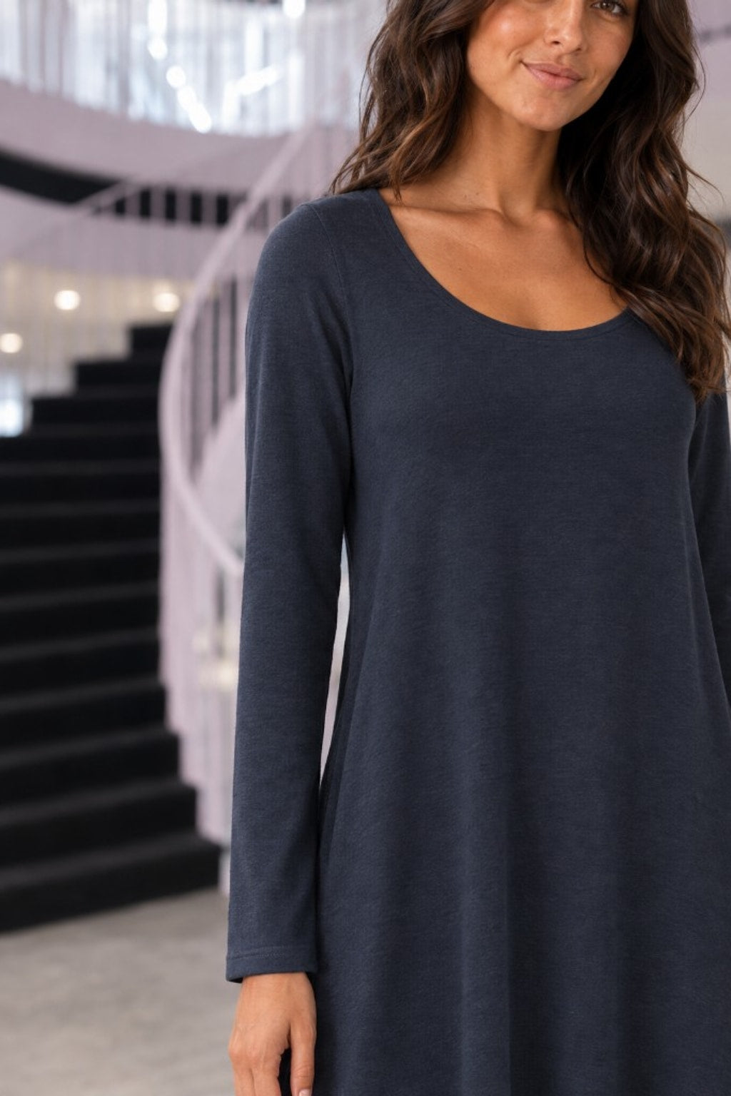 RD-9497AB Navy Swing Pocket Dress — Sleeves detail