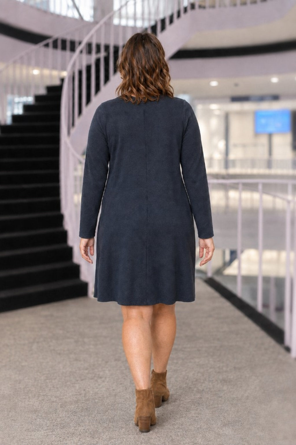 RD-9497AB Navy Swing Pocket Dress Plus
