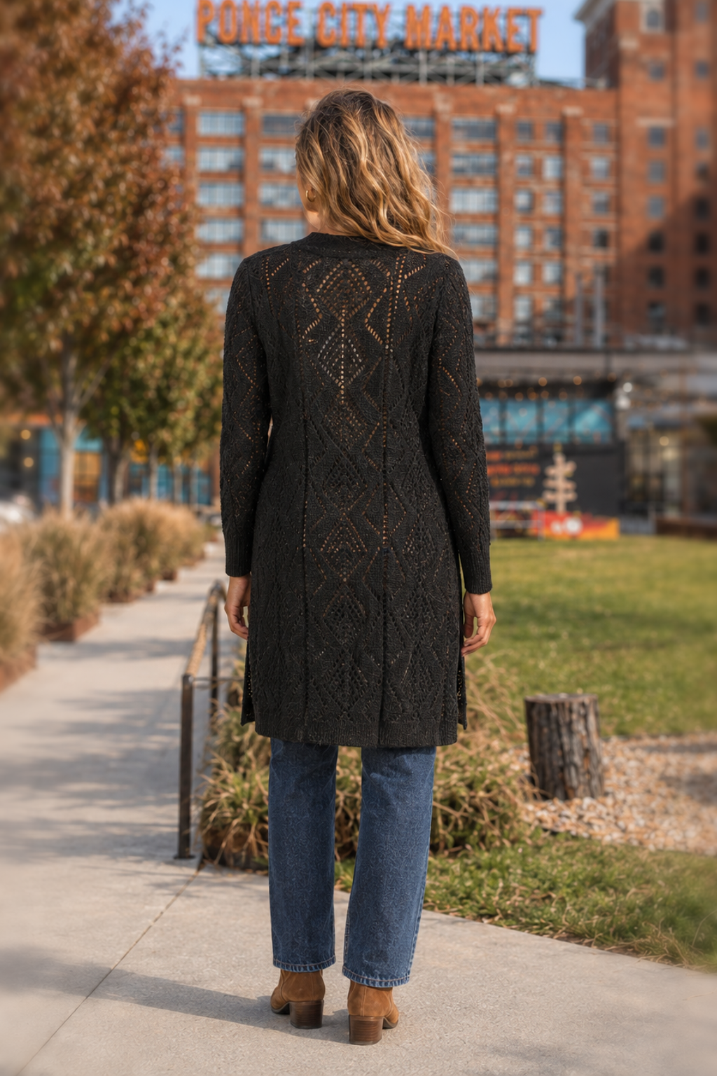 466 Black Knit Button-Front Cardigan
