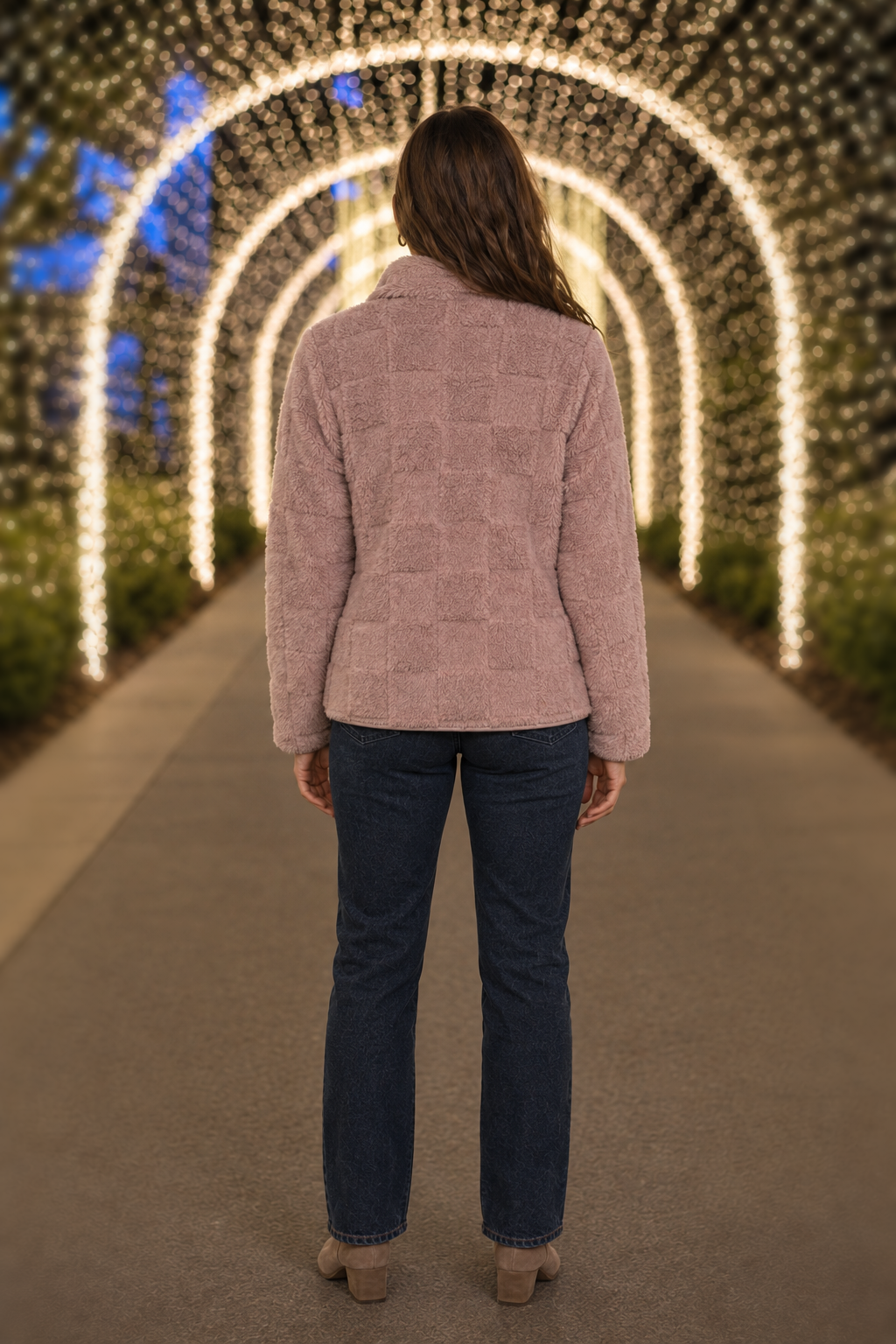 9400 Pink Quilted Plush Zip-Up Jacket