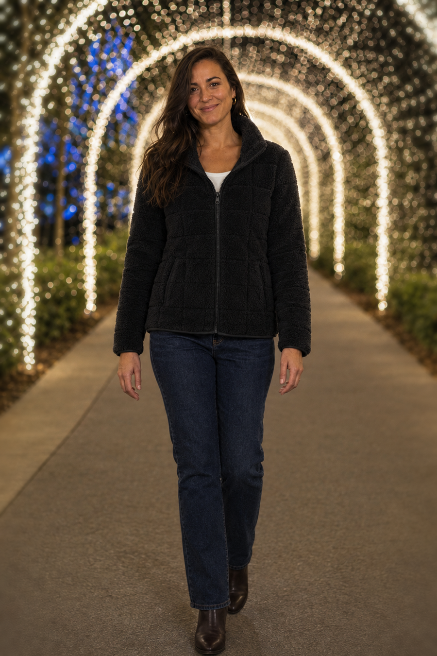 9400 Black Quilted Plush Zip-Up Jacket