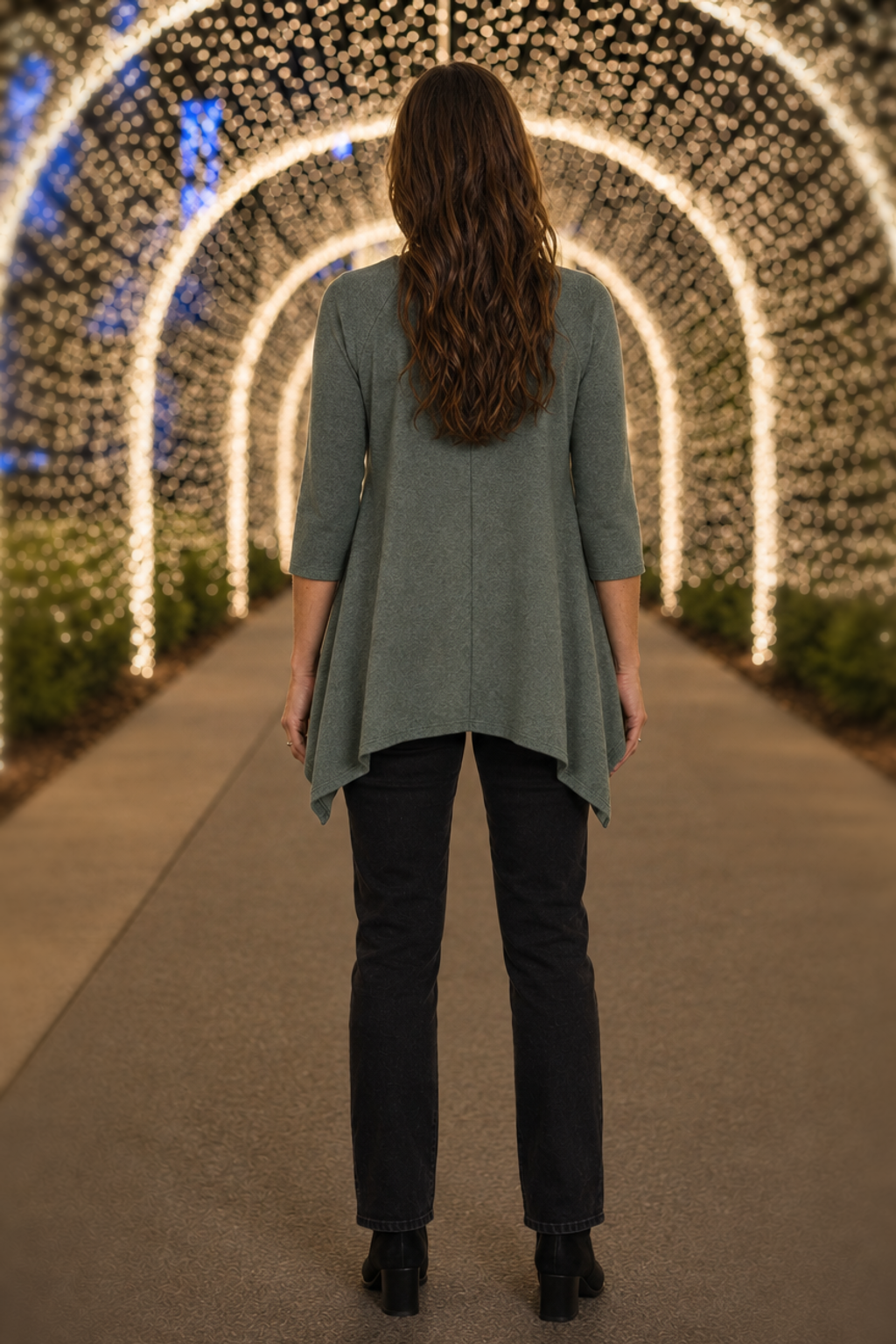 5606 Sage Buffalo Plaid Reindeer Top - back