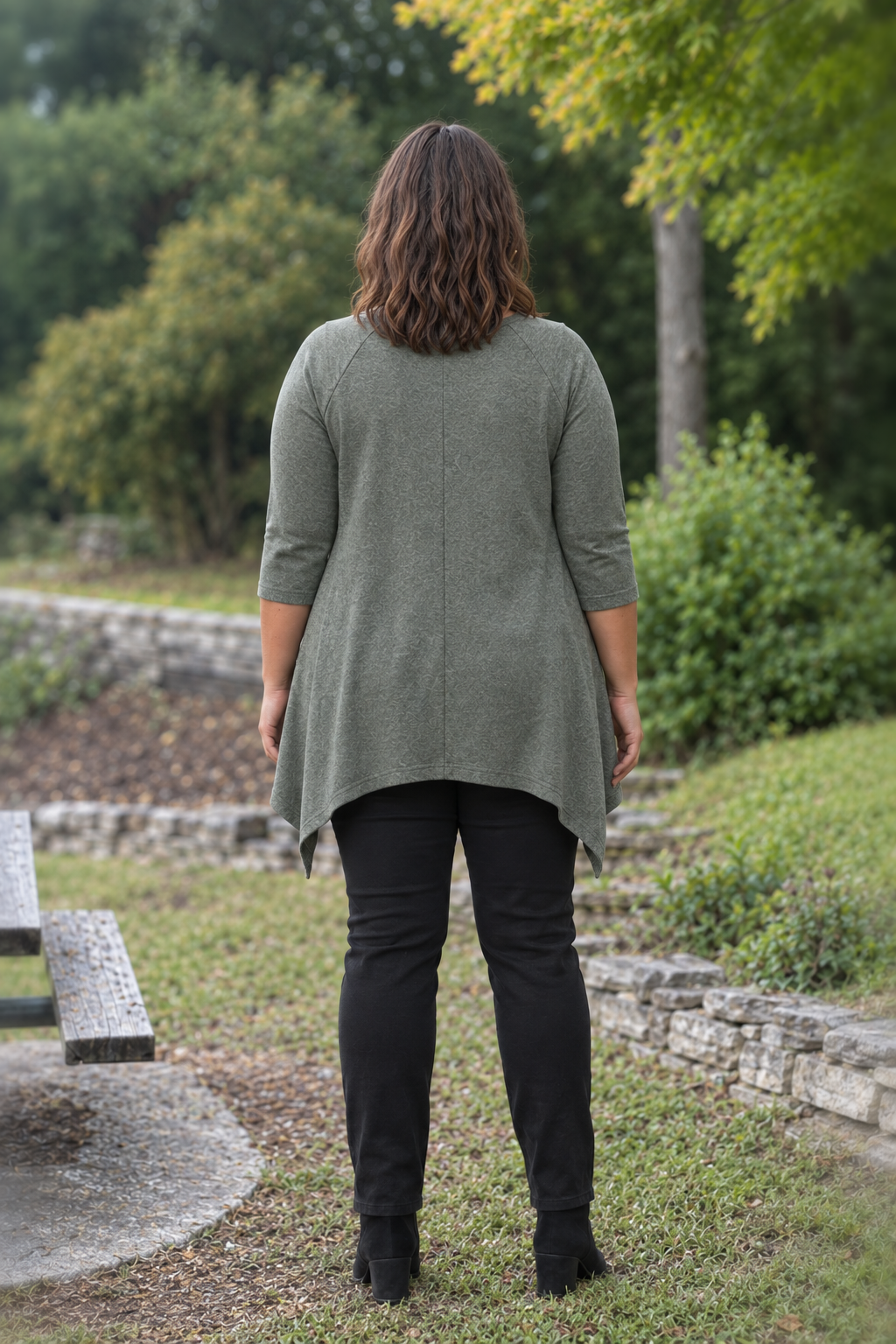 5606 Sage Buffalo Plaid Reindeer Top Plus — back