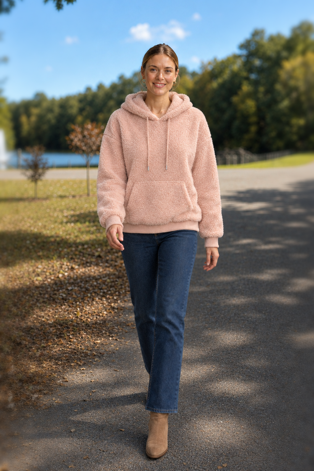1988 Pale Pink Sherpa Hoodie — front