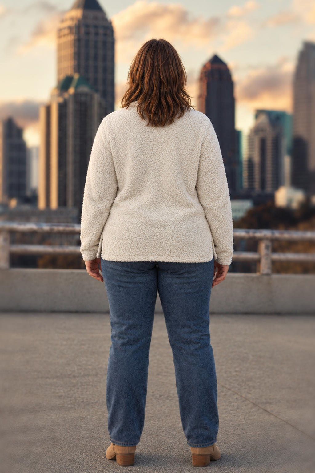 1989 Oatmeal Sherpa Quarter-Zip Pullover Plus — back
